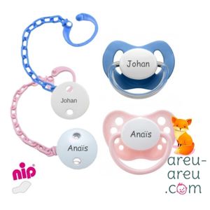 Mimiloo Kit 2 Attaches-Tétines + 2 Tétines Silicone Physiologiques 0-6 Mois - Cadeau Bébé